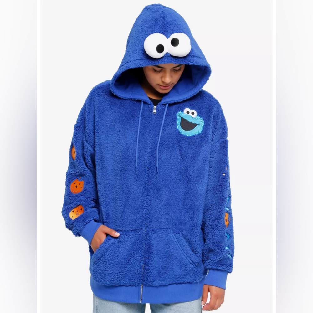 NWT Sesame Street Cookie Monster Sherpa Hoodie - Plus Size 3 (22-24, 3X) - Picture 2 of 16